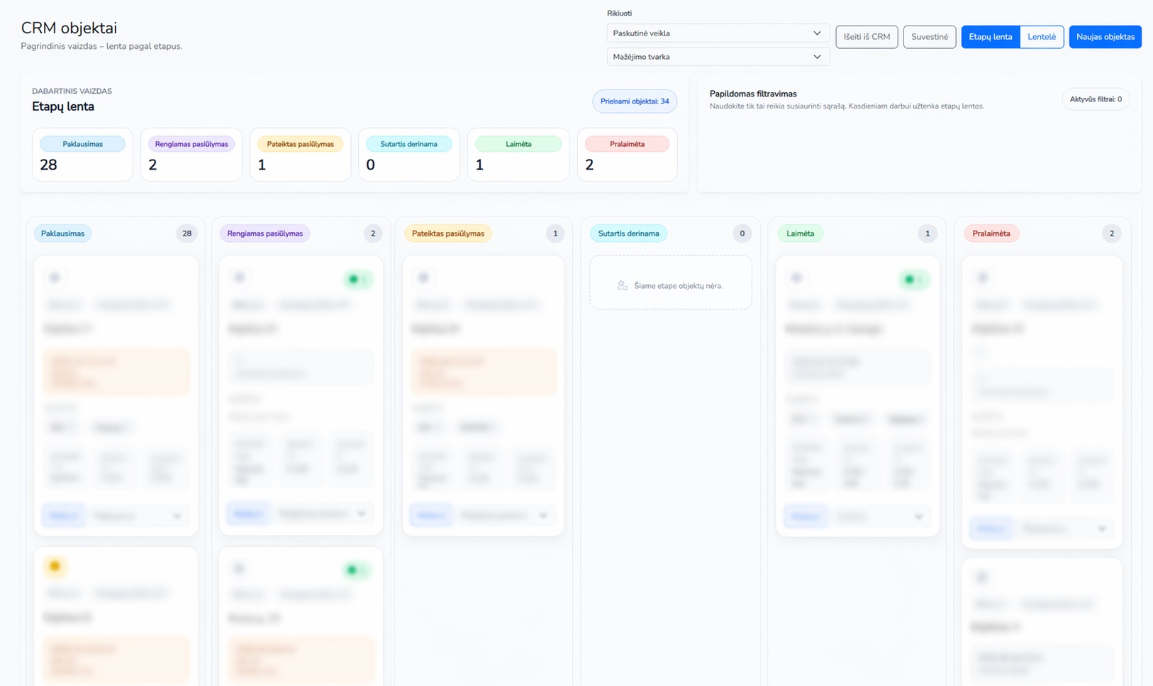 CRM užklausų, klientų, pasiūlymų ir sutarčių valdymas